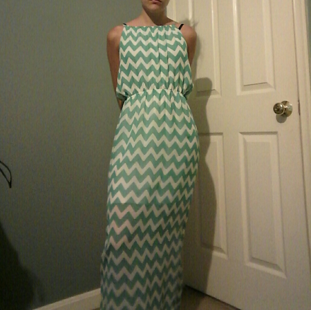 Mint striped maxi dress!💋
